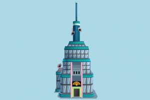 Tower skyscraper, building, tower, build, domicile, lowpoly, structure