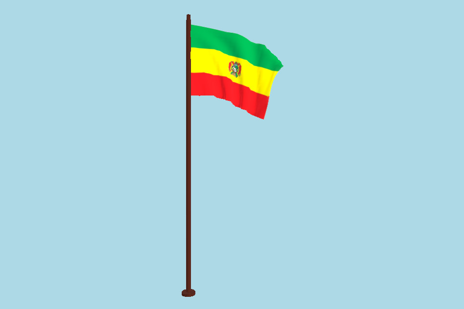 Bolivia Flag Animated FBX Free Download 3d model
