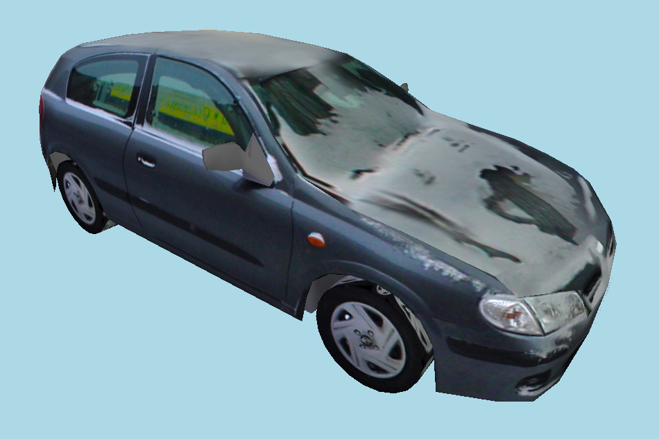 Hatchback Car (Low poly) with Ice on its surface 3d model