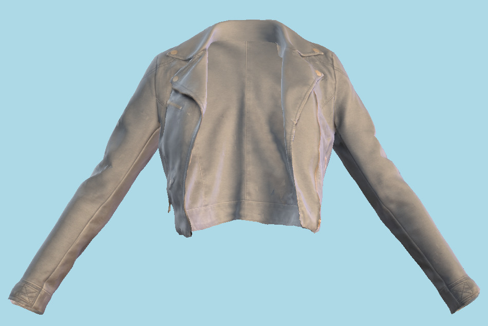 Grey Leather Jacket Open 3d model