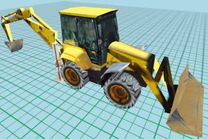 Tractor Low-poly tractor, digger, construction, truck, machine, vehicle, low-poly