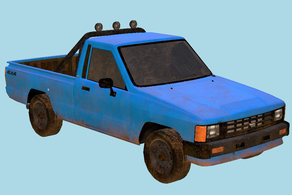 Blue Pickup Truck Car 3d model
