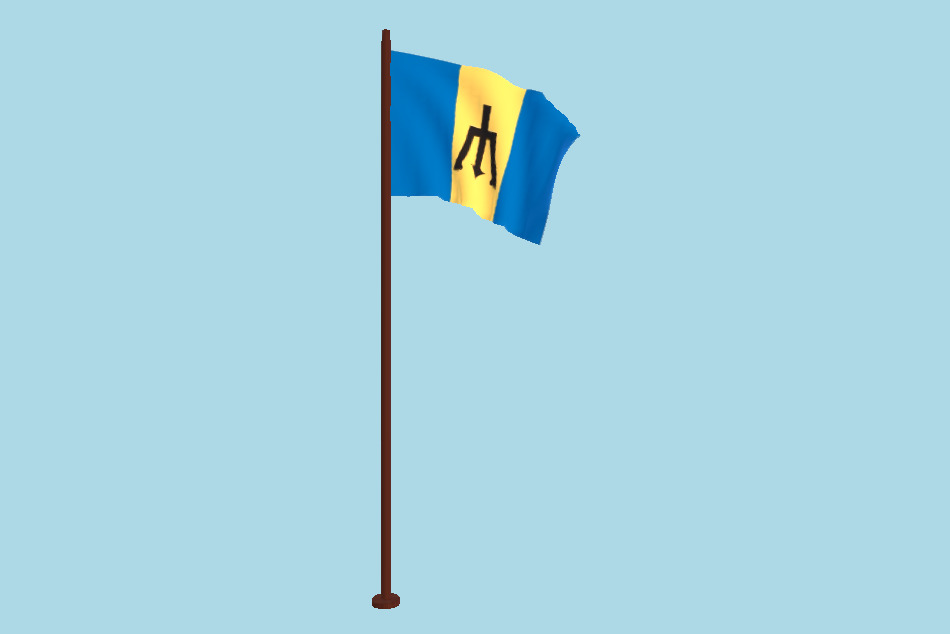 Barbados Flag Animated FBX Free Download 3d model