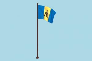 Barbados Flag Animated flag, animated, fbx, free