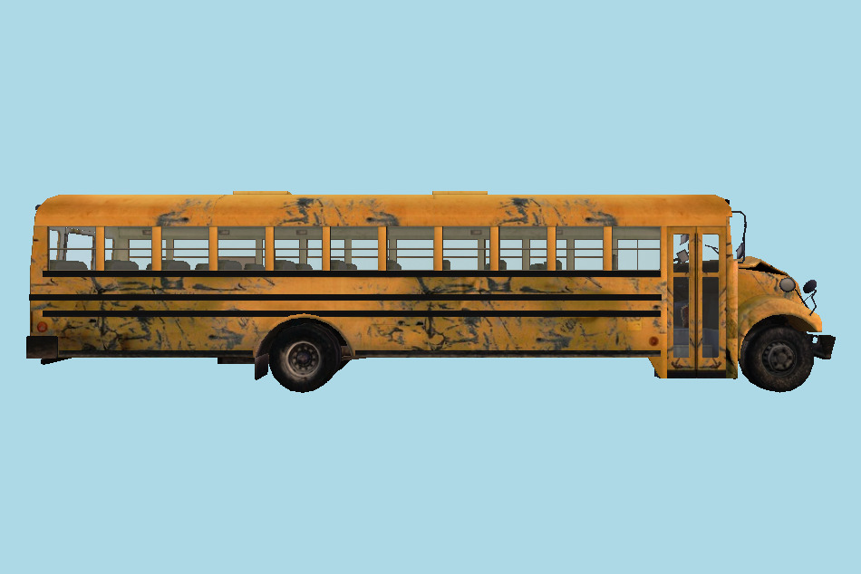 School Bus wrecked 3d model