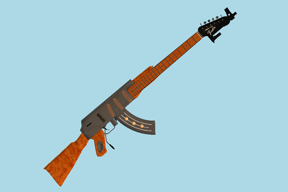 Fender Ak-47 Electric Guitar Machine Gun 3d model
