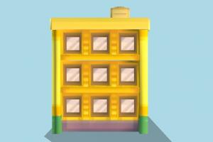Building Front building, front, cartoon, lowpoly, house, structure