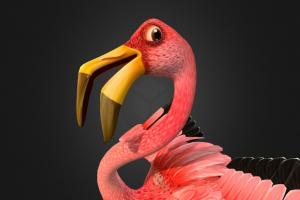 Flamingo_AR bird, flamingo, cartoon, stylized