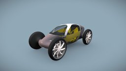 Futuristic Mini Concept Car cute, seat, sports, nice, single, yellow, mobil, pbr, low, poly, design, mobile, sci-fi, futuristic, car, concept, race, black, person