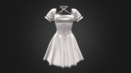 Autumn Dress dress, sleeves, frill, corset, lace-up, bust, ruched