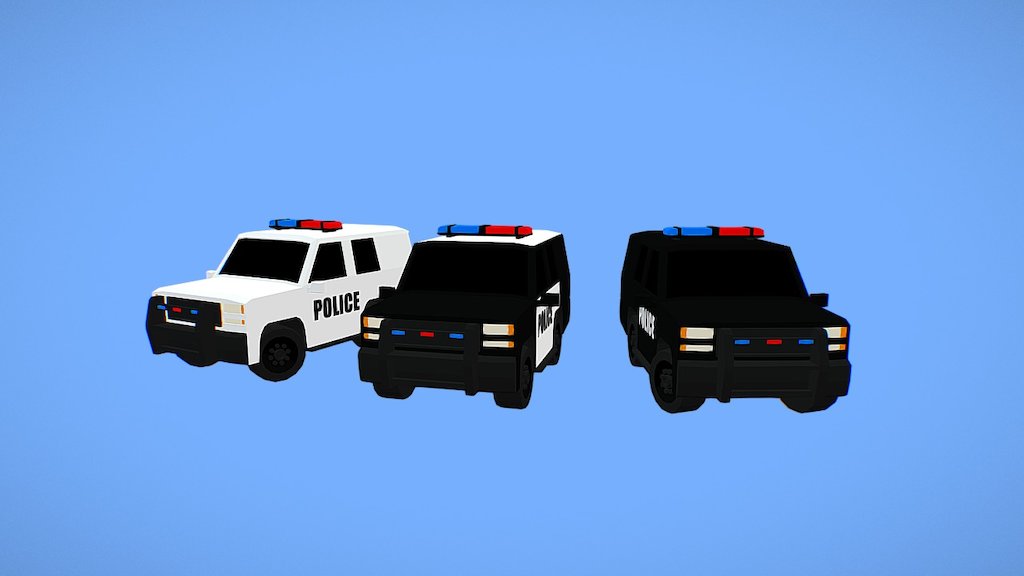 Low poly style police cars in three different colors.

Check it out on the Unity asset store: -link removed- - Low Poly Police Cars v3 - 3D model by da_st 3d model