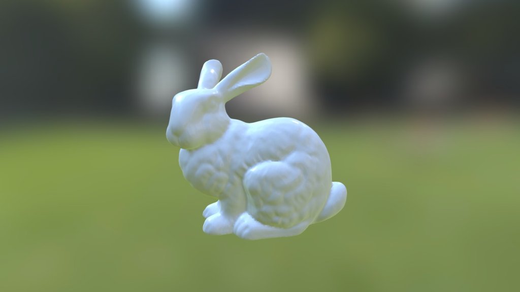 The Stanford bunny is a computer graphics 3D test model developed by Greg Turk and Marc Levoy in 1994 at Stanford University. It is available for free download in various formats.

The bunny consists of data describing 69,451 triangles determined by 3D scanning a ceramic figurine of a rabbit. The data can be used to test various graphics algorithms; including polygonal simplification, compression, and surface smoothing. By today's standards in terms of geometric complexity and triangle count, it is considered a simple model. (source: Wikipedia) - Stanford Bunny - 3D model by Stanford university - 3D scanning repository (@stanford) 3d model