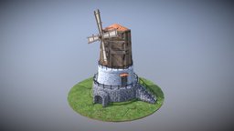 Windmill building sketch, quick, exercise, windmill, maya, low-poly, texture, low, poly, free, building, download, danielecocchi
