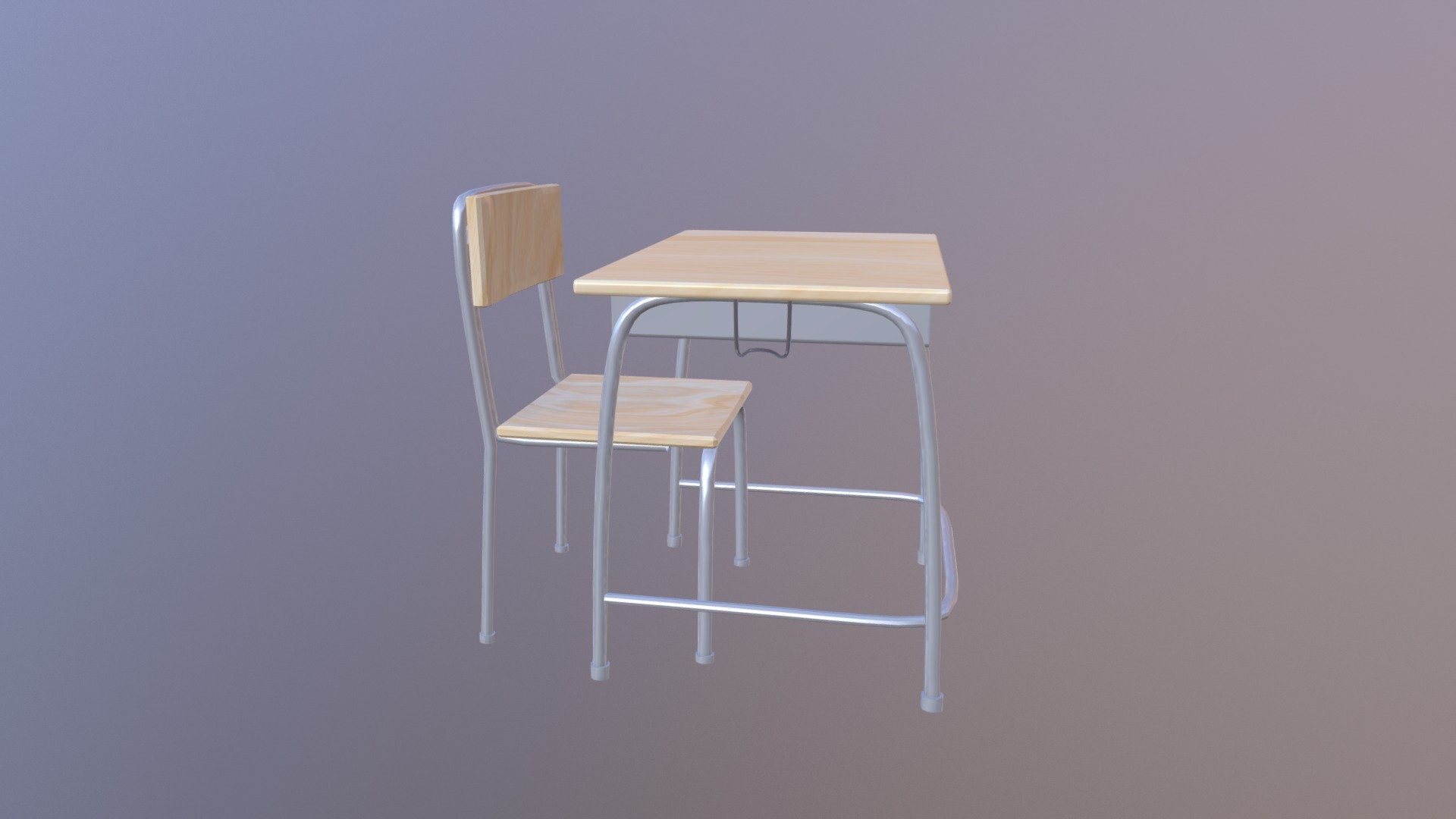 School Desk and Chair - Download Free 3D model by T I A N (@Tian96) 3d model