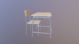 School Desk and Chair school, desk, table, classroom, japanese