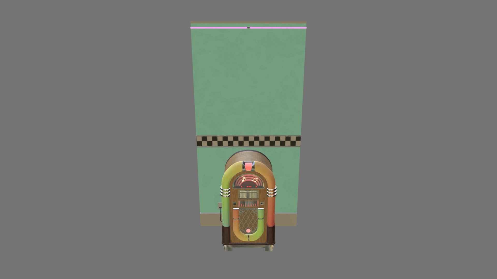 Uploading each group separately due to upload issue.

Theme: 50's Diner
Jukebox and Wall with Outlet

Textures are either custom created or Substance Painter base 3d model