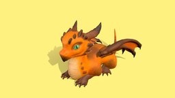Baby Dragon sculpting, realistic, optimised, character, game, blender, lowpoly, animated, fantasy, dragon, rigged