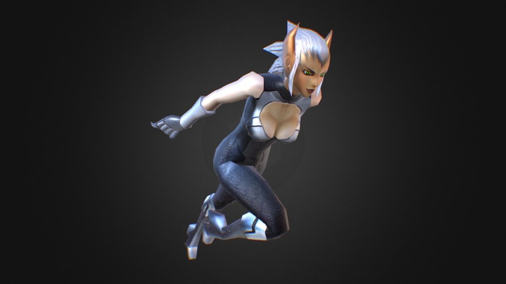 A very low poly model of a random character . A girl with feline features - Cat - 3D model by THE JAMK (@thejamk) 3d model