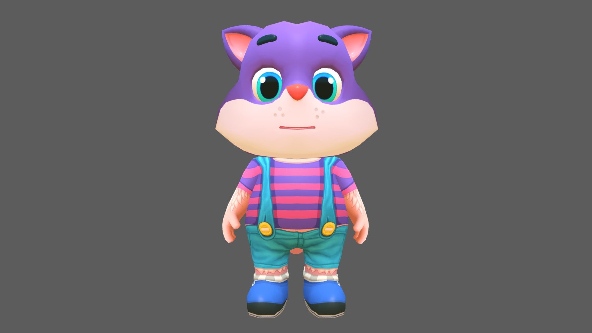 Cat Kitty character for games and animations. The model is game ready and compatible with game engines.

The model is low poly with four texture resolutions 4096x4096, 2048x2048, 1024x1024 &amp; 512x512.

Included Files:




Maya (.ma, .mb) - 2015 - 2019

FBX - 2014 - 2019

OBJ

The package includes 18 Animations which are as follows:




Run

Idle

Jump

Leap left

Leap right

Skidding

Roll

Crash &amp; Death

Power up

Whirl

Whirl jump

Waving in air

Backwards run

Dizzy

Gum Bubble

Gliding

Waving

Looking behind

The model is fully rigged and can be easily animated in case further animating or modification is required.

The model is game ready at:




3632 Polygons

3620 Vertices

The model is UV mapped with non-overlapping UV's. The shadows and lights are baked in the texture, although you can add more lights and shadows for rendering and use it as you please 3d model