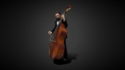 3D Scan Man 037 double, orchestra, concert, musician, bassist, human