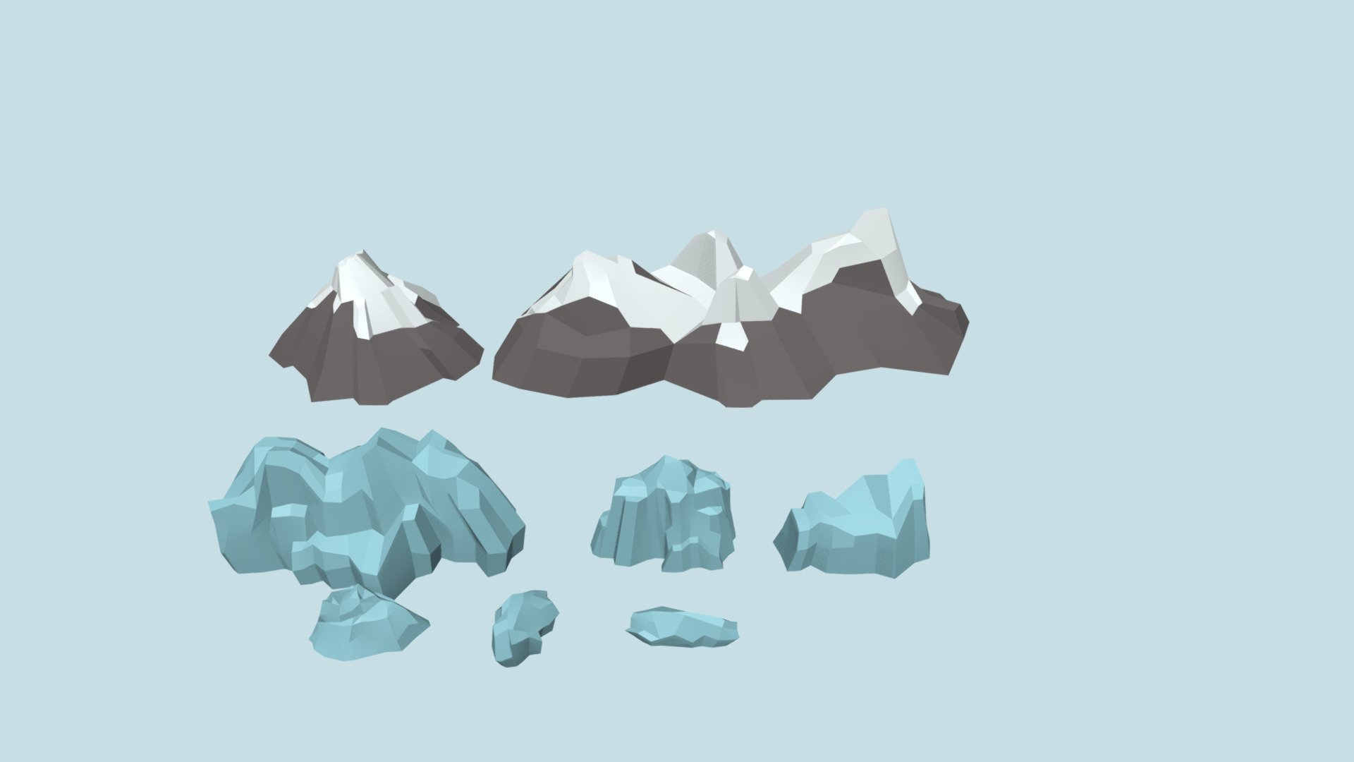 Distant mountains, and fjord icebergs for my PolyArctic collection 3d model