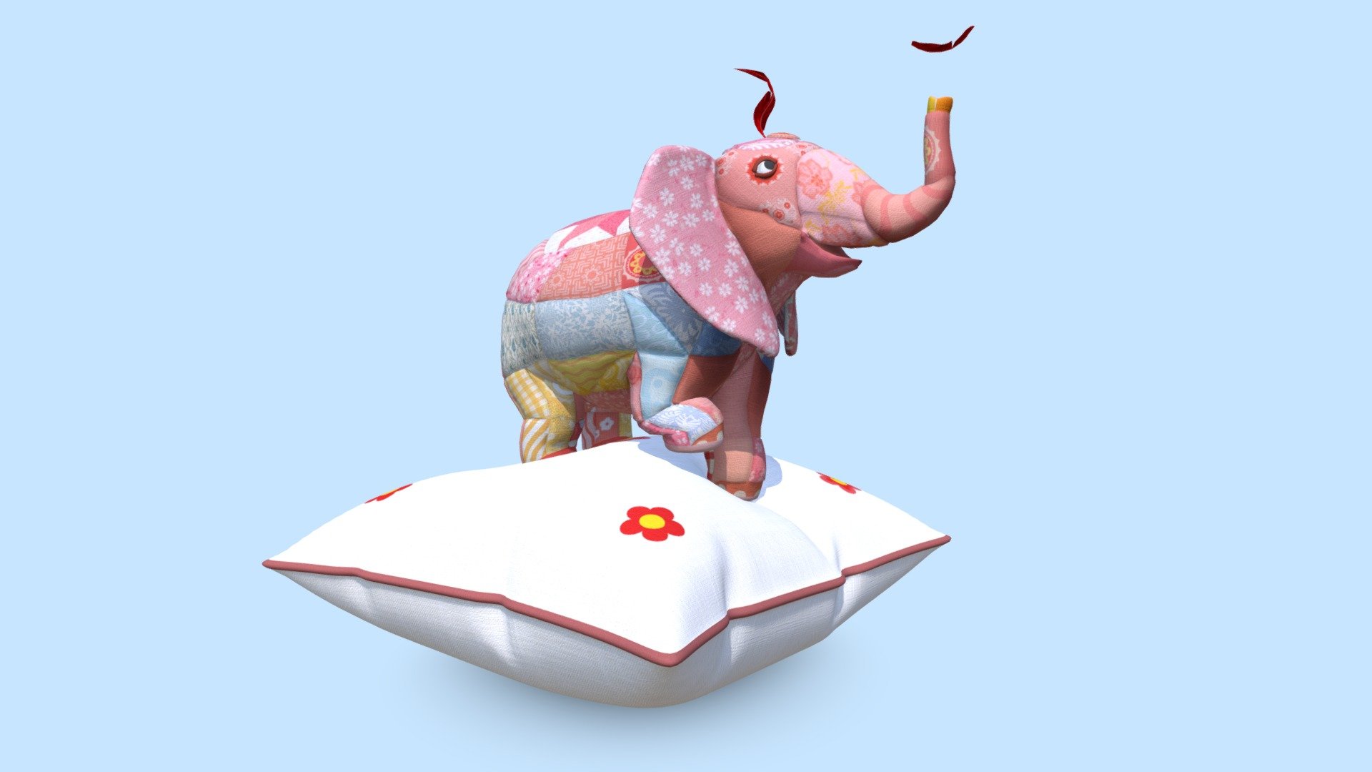 An old, experimental, quilted elephant model that deserved display 3d model