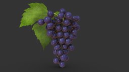 3D Grapes fruit model fruit, mesh, best, grapes, low-poly-model, low, free, download