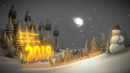 Merry Christmas 2018 snowman, 2019, crismas, happy-new-year, 3dhaupt, software-service-john-gmbh, shooting-star, winter-environment, animated, blender-cycles, merry-christmas-2018, noai