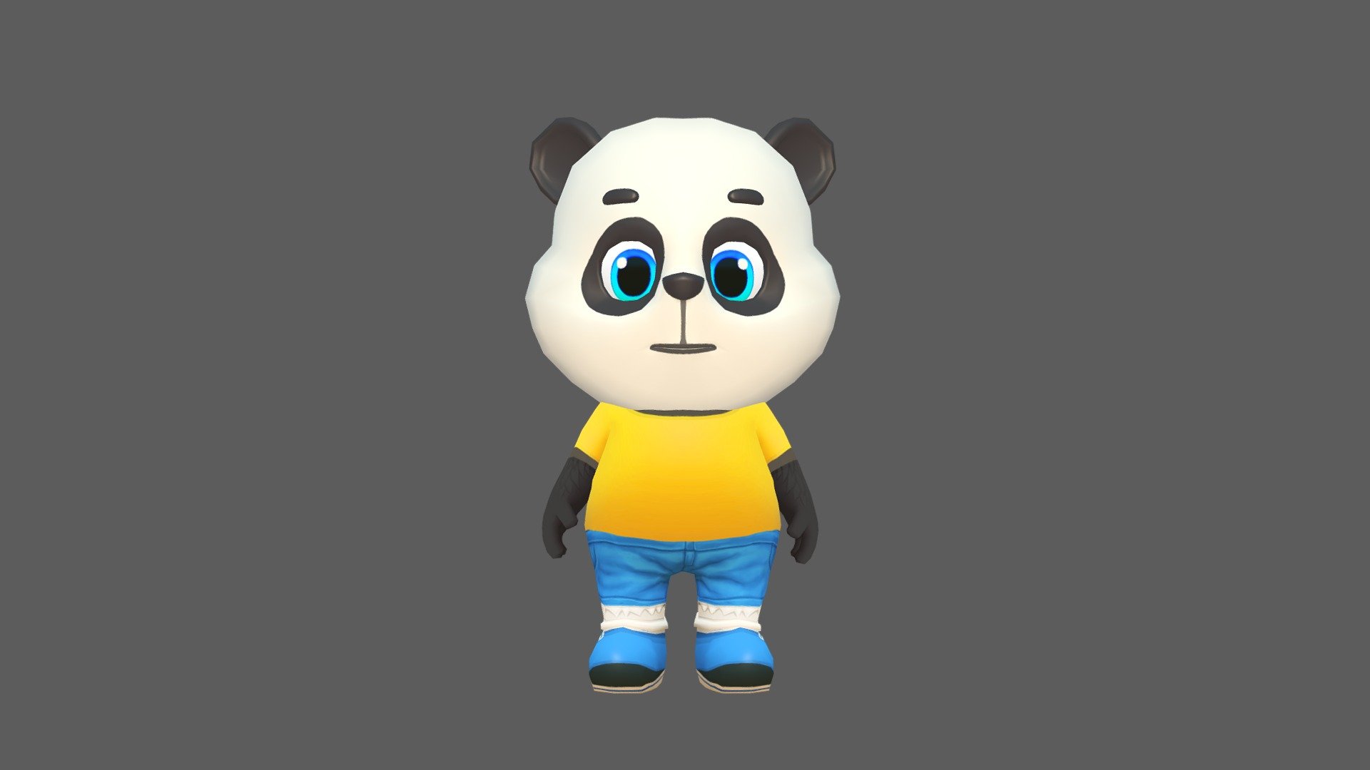 Panda Bear character for games and animations. The model is game ready and compatible with game engines.

Included Files:




Maya (.ma, .mb) - 2015 - 2020

FBX - 2014 - 2020

OBJ

Supports Humanoid Animation:




Unity Humanoid compatible.

Mixamo and other humanoid animation libraries (MoCap).

Removable Tail.

Full Facial and Body Rig for further animation.

The model is lowpoly with four texture resolutions 4096x4096, 2048x2048, 1024x1024 &amp; 512x512.

The package includes 18 Animations:




Run

Idle

Jump

Leap left

Leap right

Skidding

Roll

Crash &amp; Death

Power up

Whirl

Whirl jump

Waving in air

Backwards run

Dizzy

Gum Bubble

Gliding

Waving

Looking behind

The model is fully rigged and can be easily animated in case further animating or modification is required.

The model is game ready at:




3492 Polygons

3481 Vertices

The model is UV mapped with non-overlapping UV's. The shadows and lights are baked in the texture 3d model