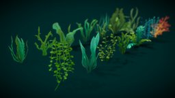 Cartoon Seaweed 10 coral, props, seaweed, asset, noai, createdwithai