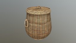Low Poly Basket 01 food, wooden, household, basket, picnic, architectural, wild, spring, handmade, furniture, easter, realistic, bin, details, straw, decoration, container