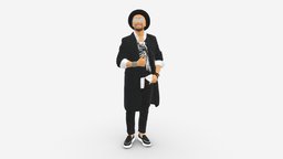 Man In Black Raincoat And Hat 0320