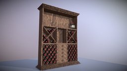 Wooden wine cabinet wooden, closet, wine, 3d-model, 3d, blender, free, wooden-closet