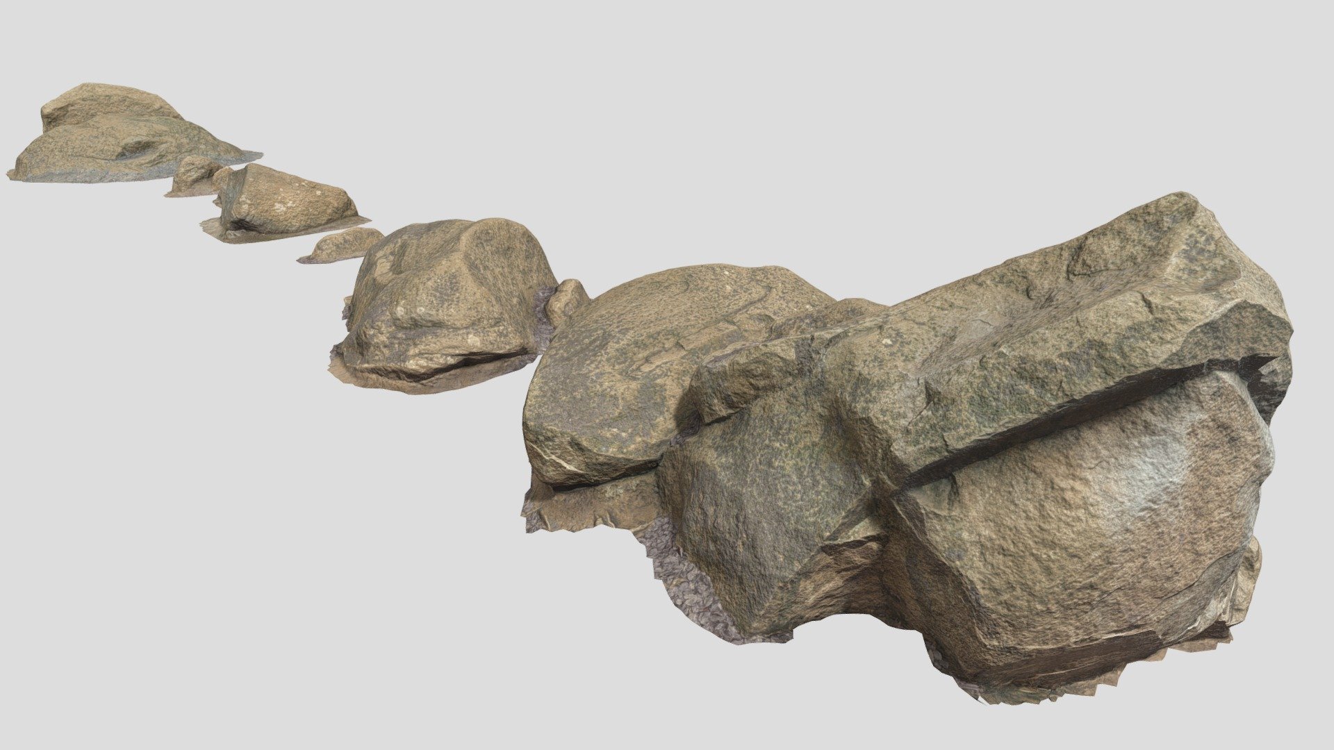 3x 4K Texture sets

Fully processed 3D scans: no light information, color-matched, etc.

Ready to use for all kind of CGI

Source Contains:
- .obj
- .fbx
- .blend

4K Textures:
- normal map
- albedo
- roughness

Please let me know if something isn't working as it should.

Realistic Rock Stone Moss Scans - 3D Low Poly Models - Rock stone boulder Scans - 3D Low Poly Pack - Buy Royalty Free 3D model by Per's Scan Collection (@perz_scans) 3d model