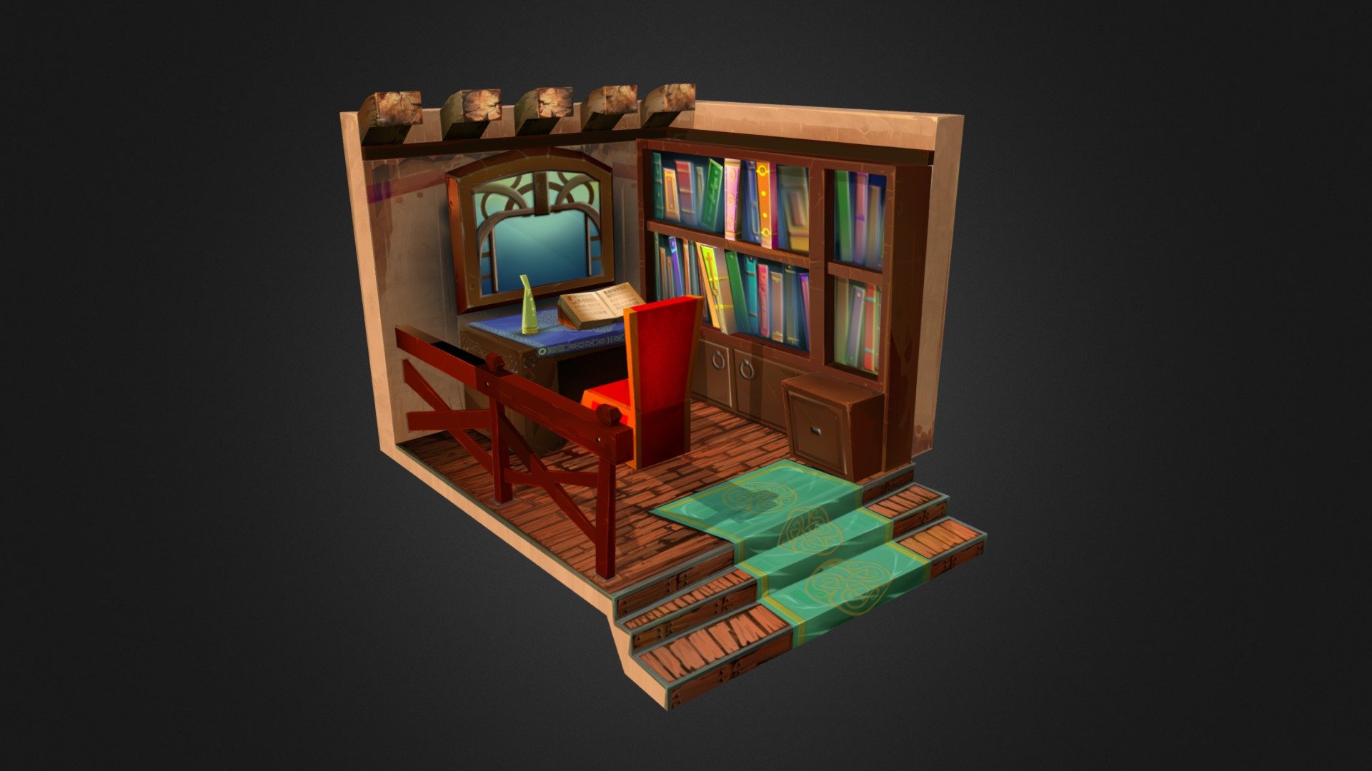 Enjoy! #StorybookChallenge - Medieval Library Interior - Buy Royalty Free 3D model by skunkworks 3d model