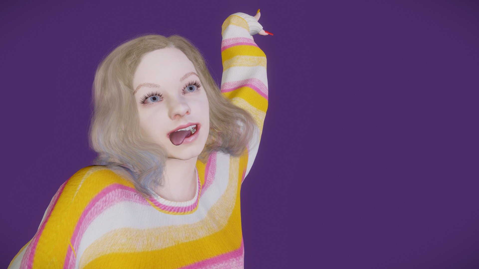 Emma Myers version.Enid Sinclair, 

She is a werewolf, from the hit tv series
Wednesday.

This one was a little challenging to make 
.I think it turned out pretty ok tho :) - Enid Sinclair - 3D model by Darkkova (@Darkinfokova) 3d model