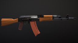 Low-Poly AK-74 rifle, ak, kalashnikov, lowpoly, low, poly