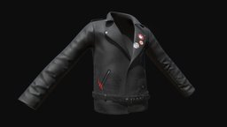 jacket leather, jacket, leather-jacket, jacket-clothes, substancepainter, black