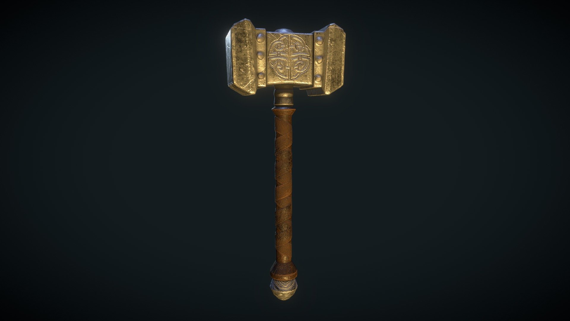 Hammer used only by the strongest Vikings due to its large size.

This hammer has a total of 2110 tris and 2048x2048 textures.

This model has been modeled and sculpted in Blender for later texturing in Substance Painter 3d model
