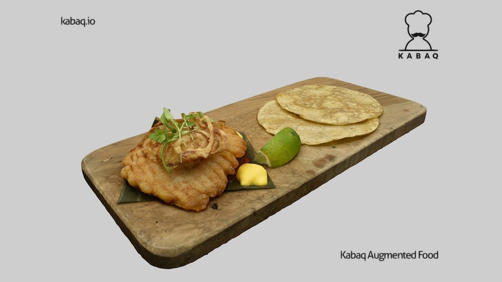 Roasted skate wing, olive, veracruzana, saffron, crispy onions - Alta Calidad - Roasted Skate Wing - 3D model by Kabaq Augmented Reality Food (@kabaq) 3d model