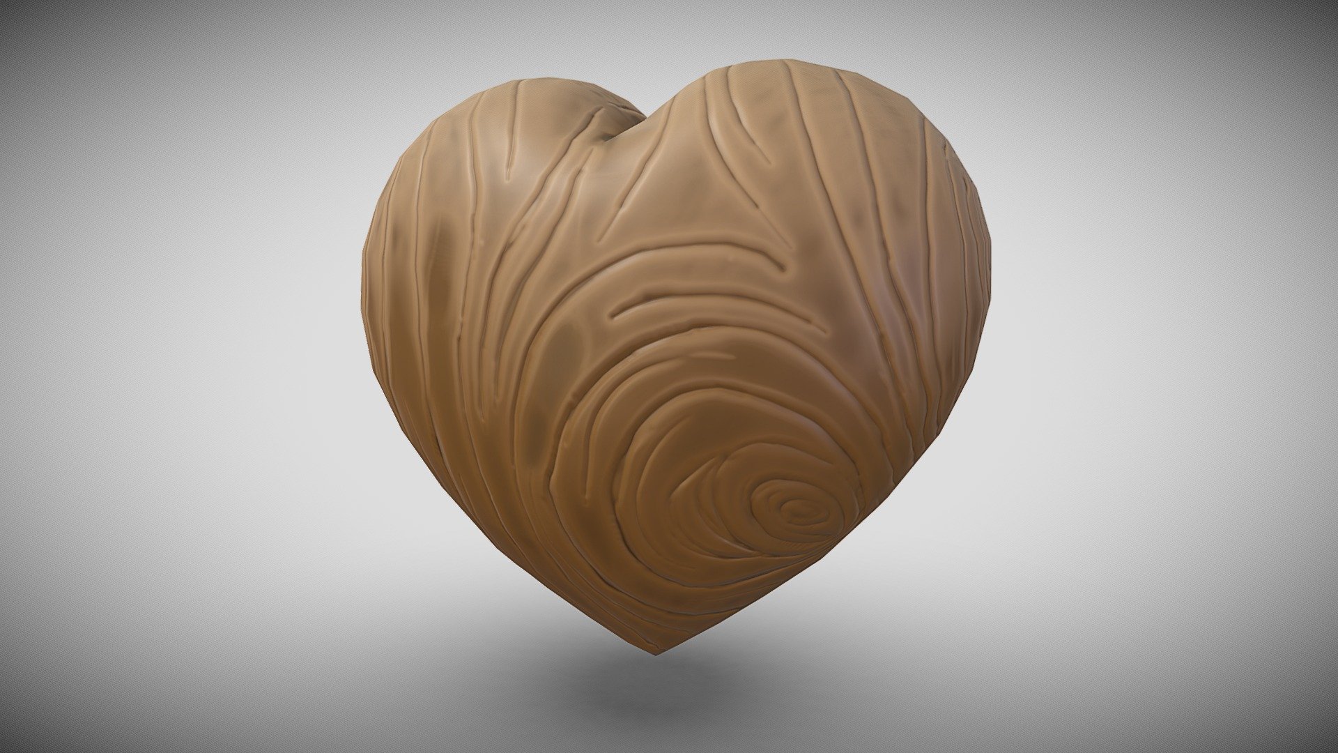 If you need additional work done do not hesitate to contact me, I am currently available for freelance work.

Wooden heart sculpture that could be found on a pedestal in the woods /  forest, at a woodcarver or lumberjack or as a gift for the loved ones in a stylized game.
Full retopology and pbr colored.

452 Vertices

Highpoly sculpted in Nomadsculpt.

Lowpoly made in Blender

Highpoly and Lowpoly-model are in a Blend-file included in additional file with embedded materials 3d model