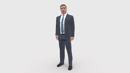 001047 serious businesman in blue suit suit, style, people, clothes, miniatures, realistic, character, 3dprint, model, man, businesman