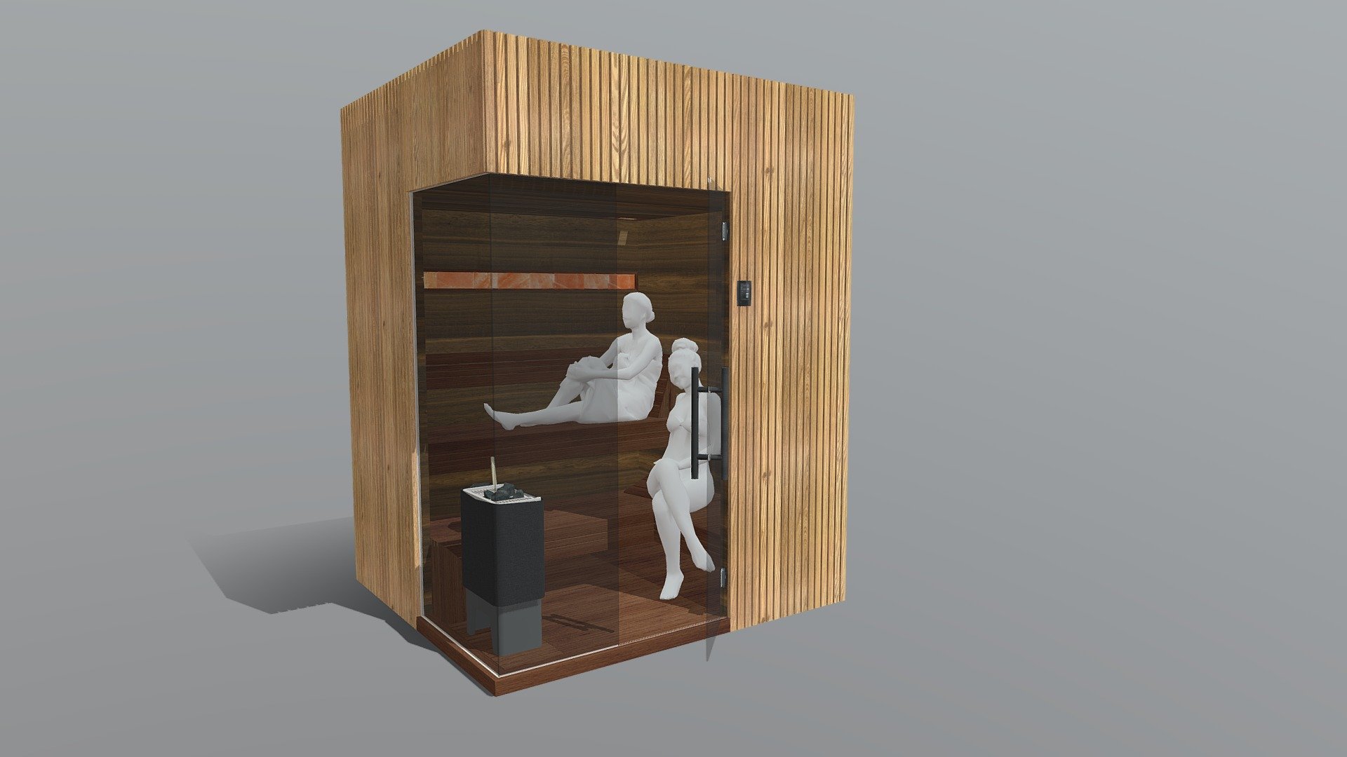 Finnish sauna
Tailor made, Matrix style
Saunaboard Termo Oak+Dark termo Alder
TYLO Sense Elite
LED lighting + Himalayan salt wall - Finska Sauna_Zdilar; Imotski - 3D model by Jurica@Cobovic (@Jurica_Cobovic) 3d model