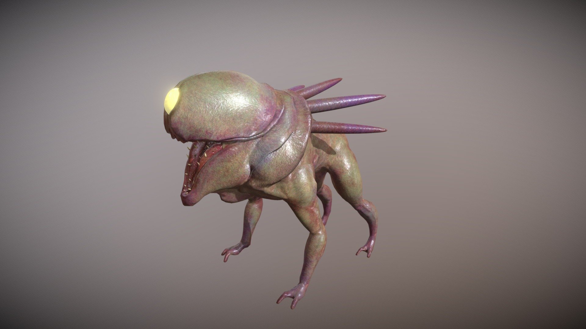Alien I designed and modeled for a survival/Horror game in Unity.
Concept art done in Photoshop, high poly model done in Zbrush, Retopology of low poly Zremeshed version in 3dsmax, and textured in substance painter 3d model