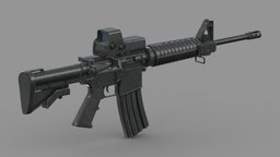 Colt Canada C8A1 Low Poly police, rifle, assault, m16, m16a1, standard, carbine, equipment, firearm, canadian, canada, realistic, c7, issue, c8, c8sfw, c7a2, c7a1, weapon, asset, game, 3d, pbr, gun, colt, c8a1, c8fthb, c8a2, c8a3