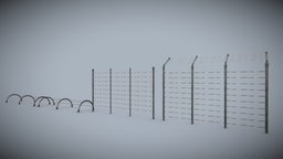 Netting Mesh Fence Kit Low-poly 3D model gate, wire, enclosure, grid, ironwork, iron, ornamental, industrial-design, barrier-wall, lattice-steel, exterior-place, substancepainter, substance