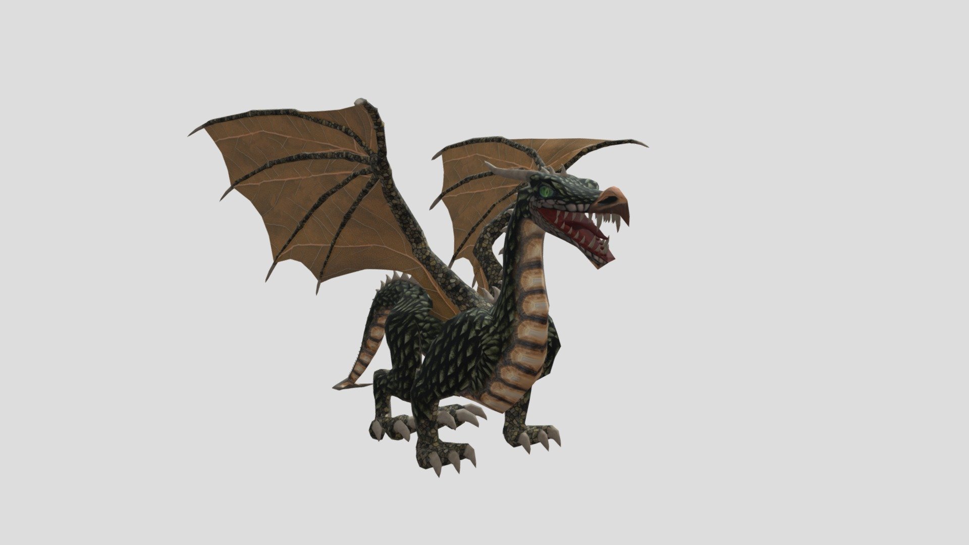 A low poly dragon I made to practice topology and UVW 3d model