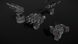 Scifi Turret Collection II missile, mech, minigun, turret, panzer, ground, walker, defense, mecha, tank, pbs, msgdi, weapon, pbr, scifi, gundam, modular, robot, noai