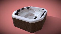 Whirlpool Spa bathroom, bath, bathtub, realistic, spa, outdoors, whirlpool, 4ktextures, hottub, wood, interior
