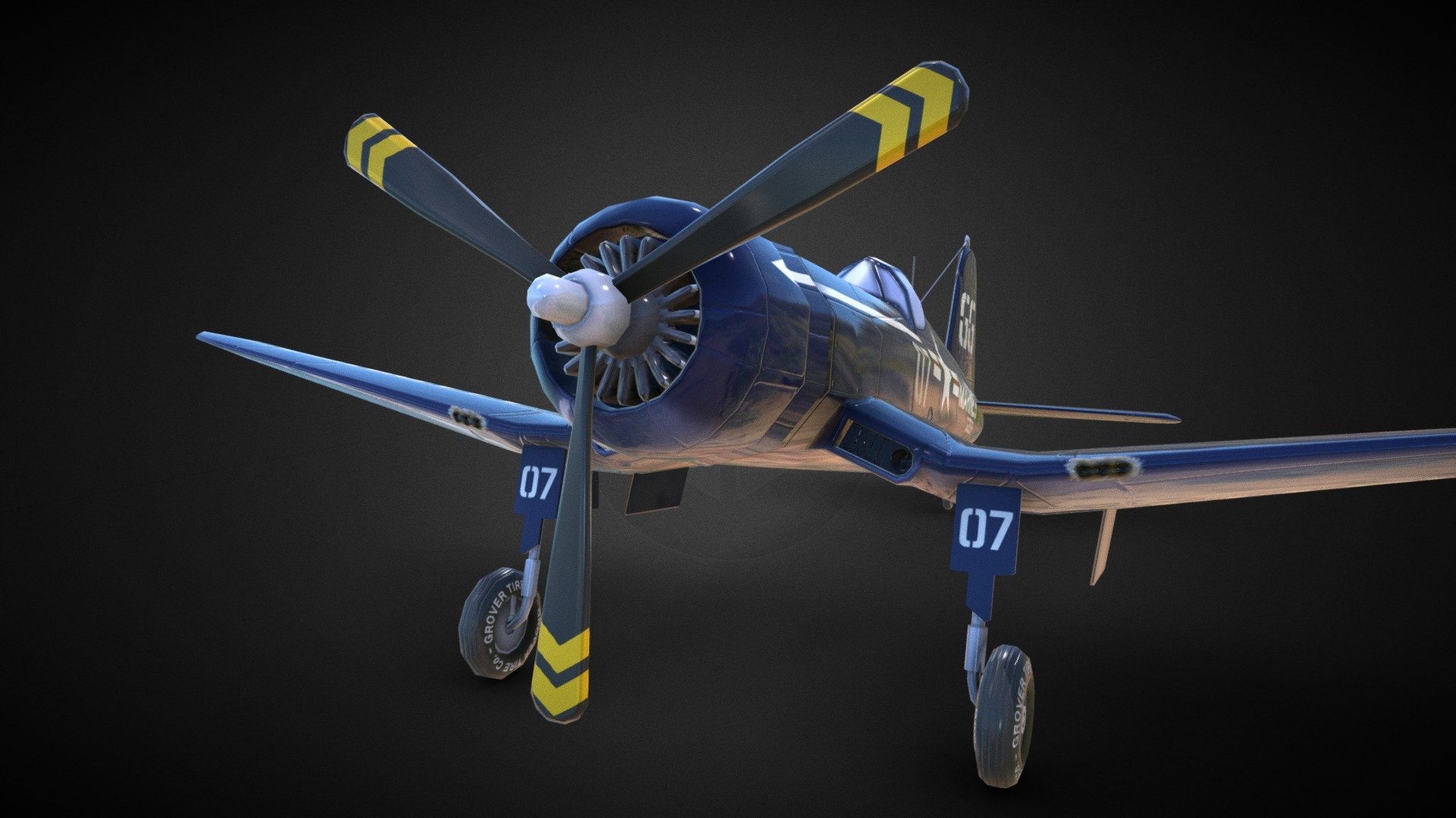 World War 2 Corsair that I built for an amarican war plane slot game 3d model